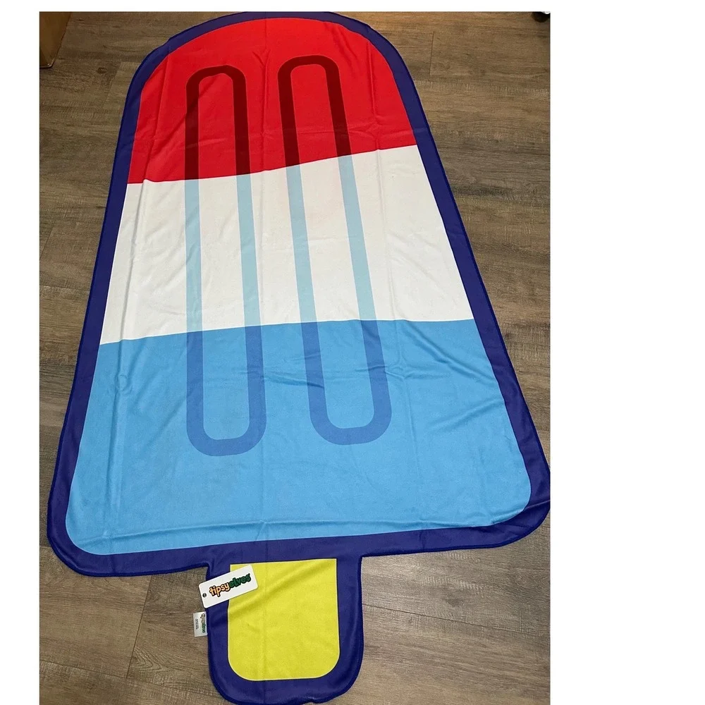 Tipsy Elves Grand Finale Beach Towel Blanket Red White Blue Popsicle 40